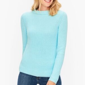 Talbots aqua blue shaker stitch sweater